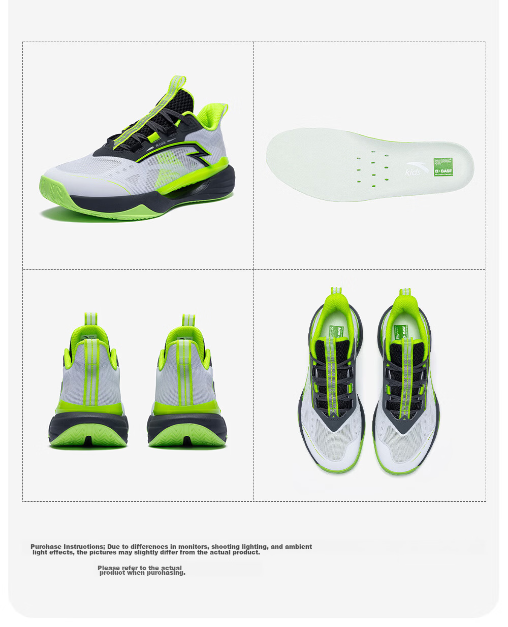 Anta Kids Boys Sports Shoes Big Kids 2026 Summer Mesh Breathable Performance Wind Tunnel Basketball Shoes A12621105 41